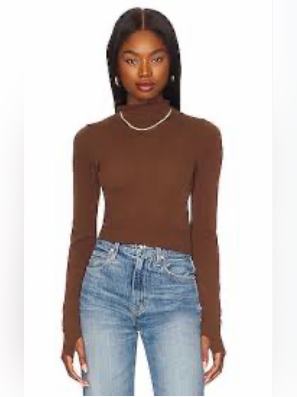 Revolve Sample Sale L'academie Albion Sheer Turtleneck Honey Beige Tan Small